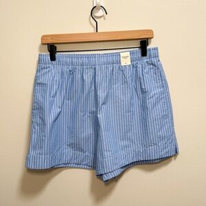 Abercrombie Blue Pinstripe boxer Shorts Elastic Waist Relaxed Fit Summer Casual